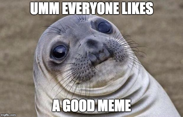 Awkward Moment Sealion Meme | UMM EVERYONE LIKES A GOOD MEME | image tagged in memes,awkward moment sealion | made w/ Imgflip meme maker
