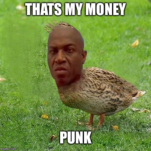 Deebo Duck - coolbullshit | THATS MY MONEY PUNK | image tagged in deebo duck - coolbullshit | made w/ Imgflip meme maker