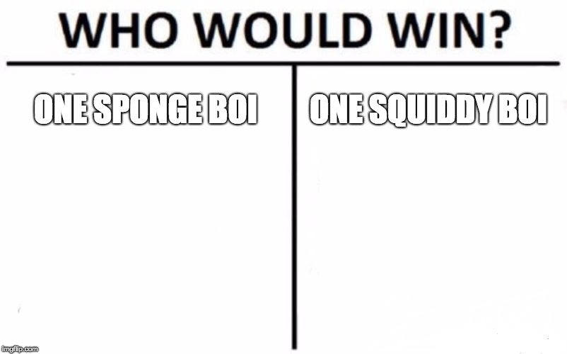 Who Would Win? Meme | ONE SPONGE BOI ONE SQUIDDY BOI | image tagged in memes,who would win | made w/ Imgflip meme maker