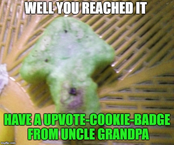Upvote cookie | WELL YOU REACHED IT HAVE A UPVOTE-COOKIE-BADGE FROM UNCLE GRANDPA | image tagged in upvote cookie | made w/ Imgflip meme maker