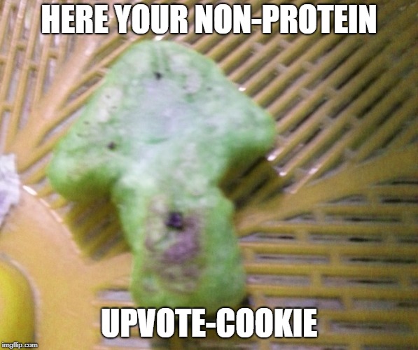 Upvote cookie | HERE YOUR NON-PROTEIN UPVOTE-COOKIE | image tagged in upvote cookie | made w/ Imgflip meme maker