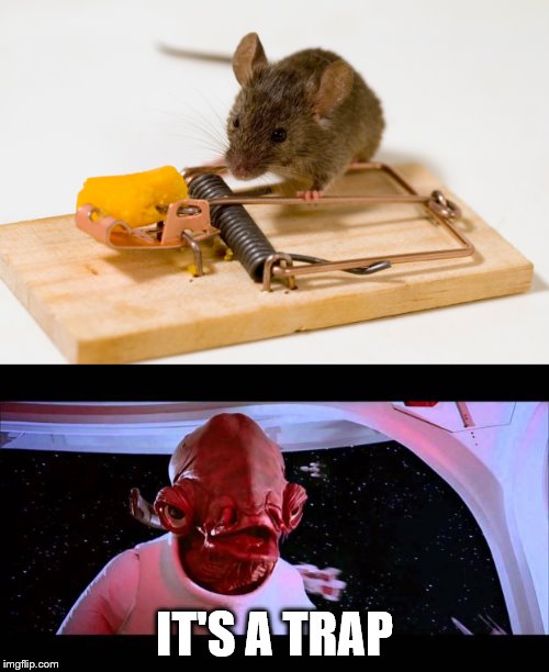 On the lookout | IT'S A TRAP | image tagged in memes,mouse trap,it's a trap | made w/ Imgflip meme maker