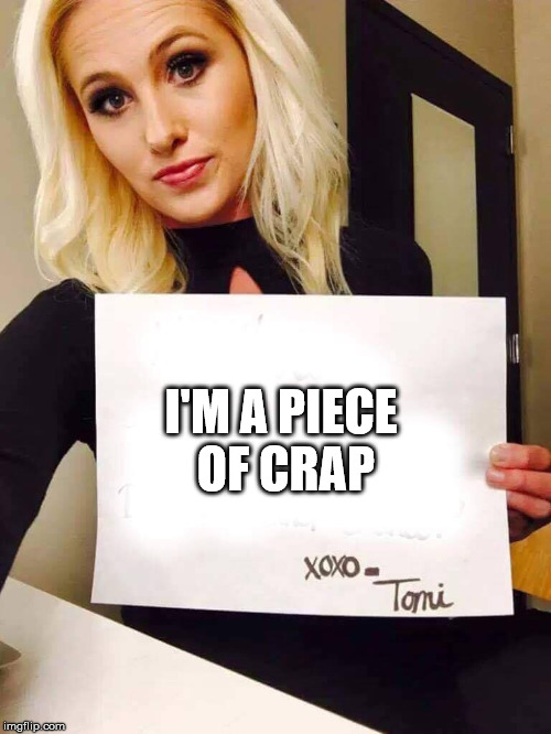 Tomi Lahren | I'M A PIECE OF CRAP | image tagged in tomi lahren | made w/ Imgflip meme maker