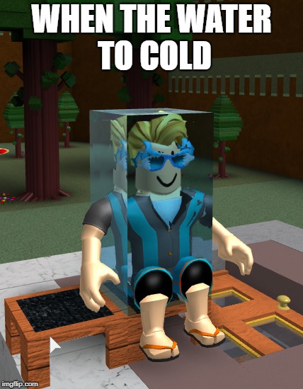 frozen robloxian | WHEN THE WATER TO COLD | image tagged in roblox | made w/ Imgflip meme maker