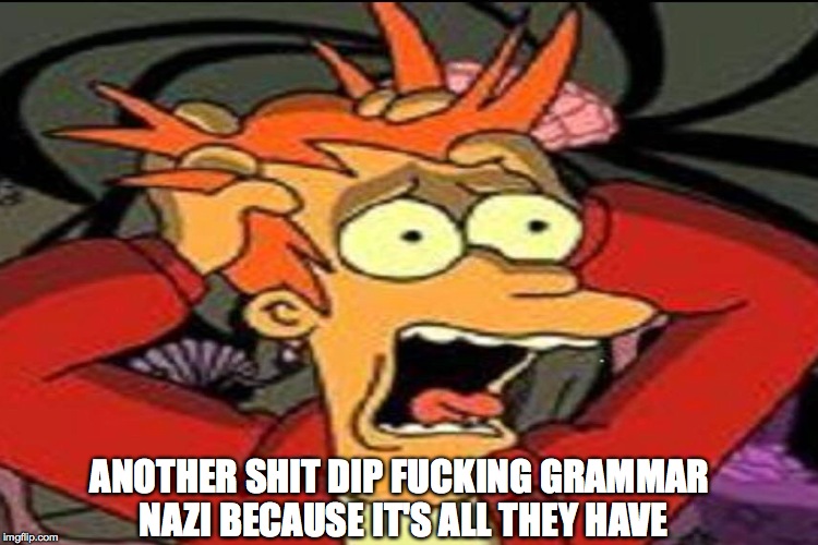 ANOTHER SHIT DIP F**KING GRAMMAR NAZI BECAUSE IT'S ALL THEY HAVE | made w/ Imgflip meme maker