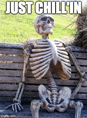 Waiting Skeleton | JUST CHILL'IN | image tagged in memes,waiting skeleton | made w/ Imgflip meme maker