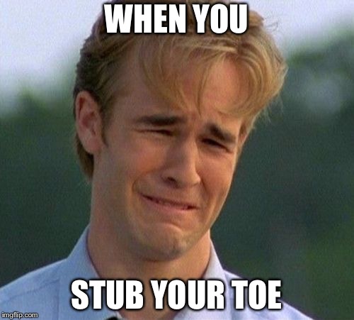 1990s First World Problems | WHEN YOU; STUB YOUR TOE | image tagged in memes,1990s first world problems | made w/ Imgflip meme maker
