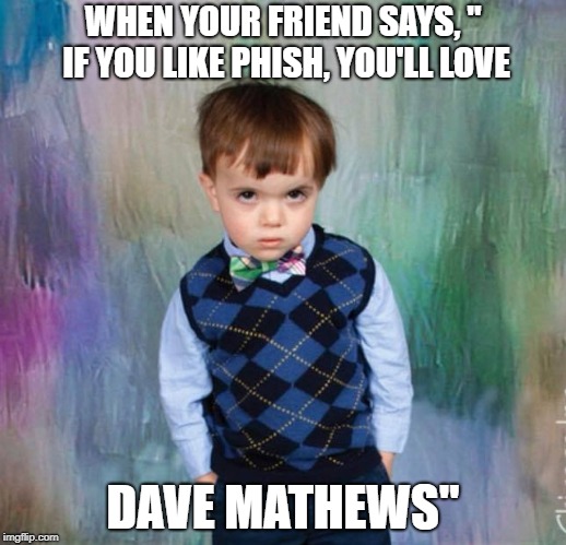 WHEN YOUR FRIEND SAYS, " IF YOU LIKE PHISH, YOU'LL LOVE; DAVE MATHEWS" | made w/ Imgflip meme maker