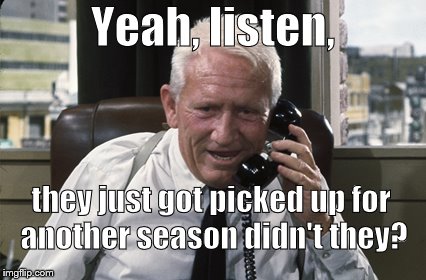 Tracy | Yeah, listen, they just got picked up for another season didn't they? | image tagged in tracy | made w/ Imgflip meme maker
