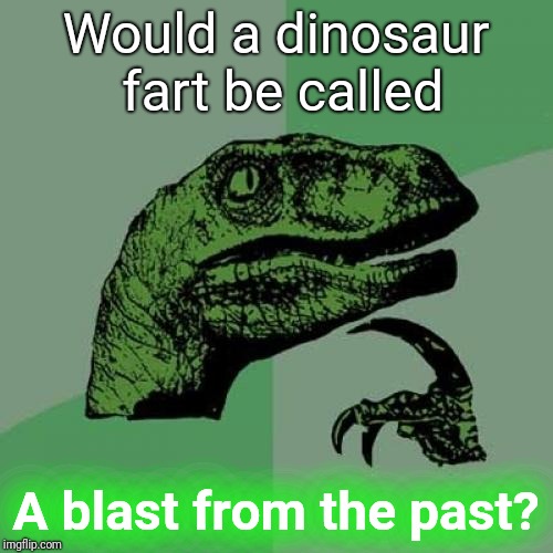 Silent but deadly | Would a dinosaur fart be called; A blast from the past? | image tagged in memes,philosoraptor | made w/ Imgflip meme maker