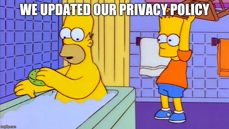 bart hitting homer with a chair | WE UPDATED OUR PRIVACY POLICY | image tagged in bart hitting homer with a chair | made w/ Imgflip meme maker