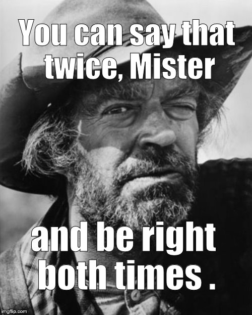 jack elam | You can say that twice, Mister and be right both times . | image tagged in jack elam | made w/ Imgflip meme maker