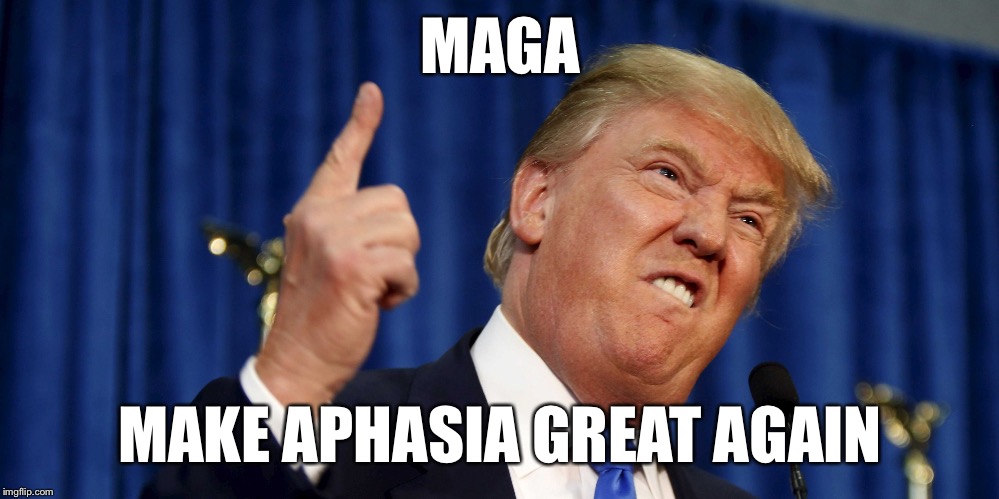 angry trumo | MAGA; MAKE APHASIA GREAT AGAIN | image tagged in angry trump | made w/ Imgflip meme maker