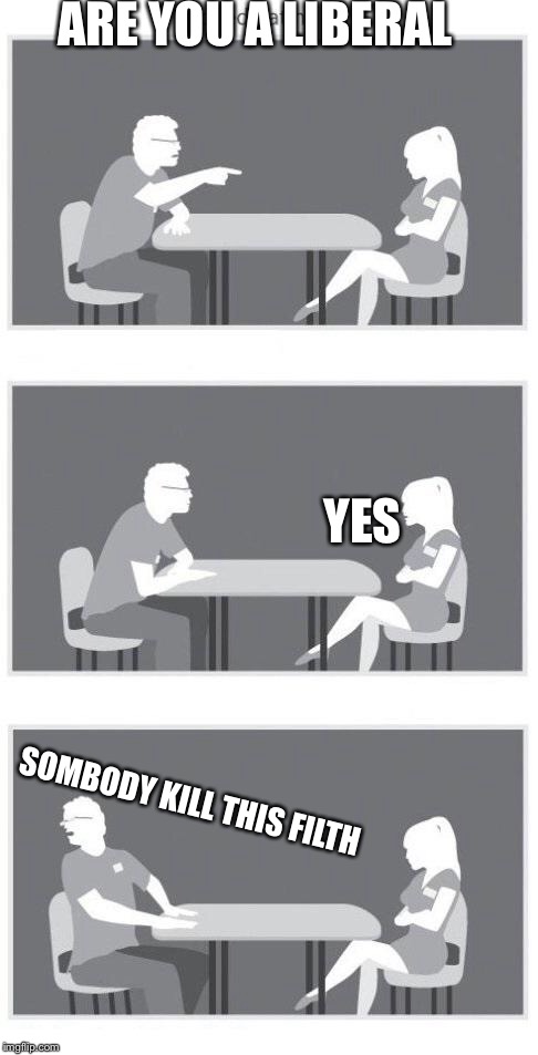 Speed dating | ARE YOU A LIBERAL; YES; SOMBODY KILL THIS FILTH | image tagged in speed dating | made w/ Imgflip meme maker