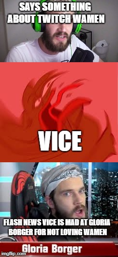 SAYS SOMETHING ABOUT TWITCH WAMEN; VICE; FLASH NEWS VICE IS MAD AT GLORIA BORGER FOR NOT LOVING WAMEN | made w/ Imgflip meme maker