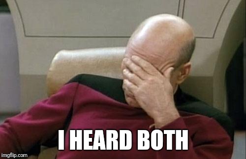 Captain Picard Facepalm Meme | I HEARD BOTH | image tagged in memes,captain picard facepalm | made w/ Imgflip meme maker