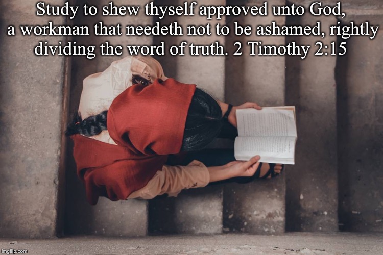 Study to shew thyself approved unto God, a workman that needeth not to be ashamed, rightly dividing the word of truth. 2 Timothy 2:15 | made w/ Imgflip meme maker