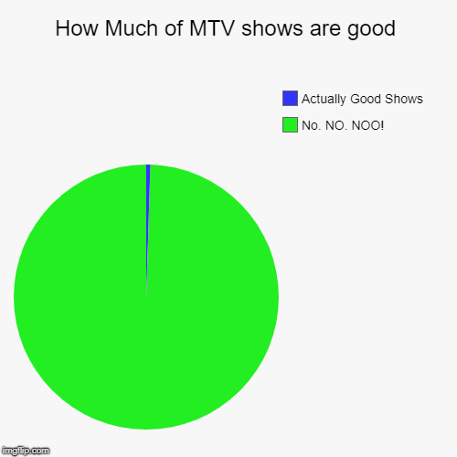 How Much of MTV shows are good | No. NO. NOO!, Actually Good Shows | image tagged in funny,pie charts | made w/ Imgflip chart maker