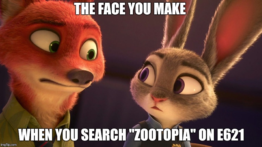 Zootopia - Unsafe Search  | THE FACE YOU MAKE; WHEN YOU SEARCH "ZOOTOPIA" ON E621 | image tagged in nick wilde and judy hopps confused,zootopia,nick wilde,judy hopps,funny,memes | made w/ Imgflip meme maker