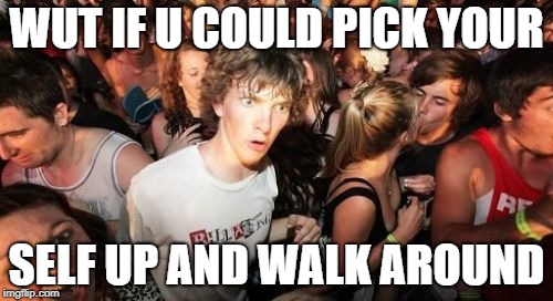 Sudden Clarity Clarence Meme | WUT IF U COULD PICK YOUR; SELF UP AND WALK AROUND | image tagged in memes,sudden clarity clarence | made w/ Imgflip meme maker
