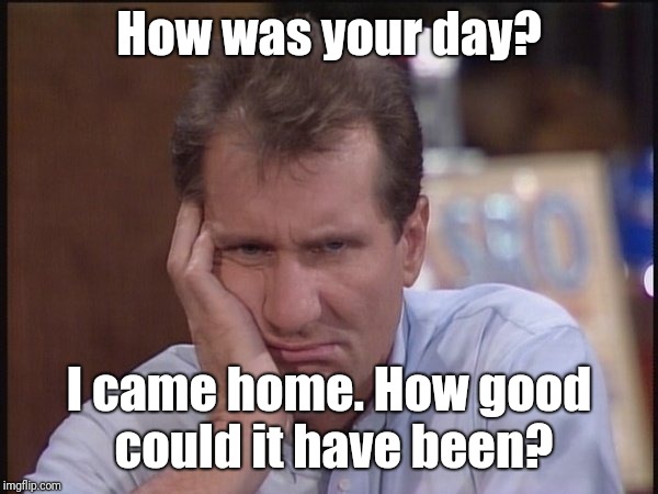 How was your day | How was your day? I came home. How good could it have been? | image tagged in al bundy | made w/ Imgflip meme maker