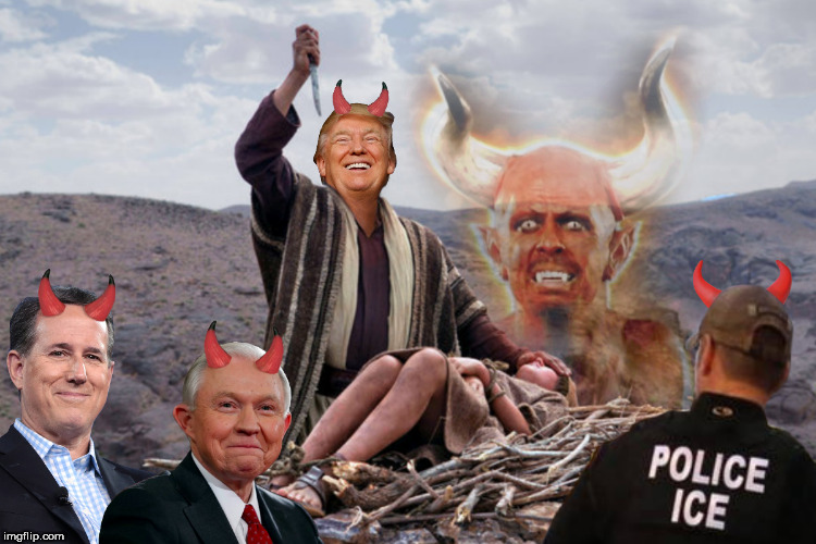 image tagged in donald trump,jeff sessions,evil,ice,satanic,eviltrump | made w/ Imgflip meme maker