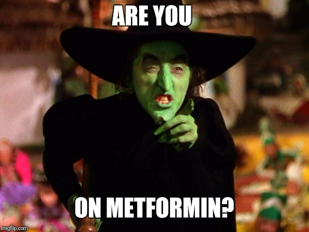 wicked witch  | ARE YOU; ON METFORMIN? | image tagged in wicked witch | made w/ Imgflip meme maker