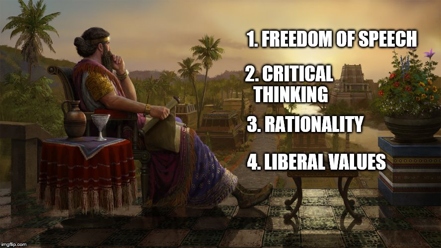 Sargon of Akkad  | 1. FREEDOM OF SPEECH; 2. CRITICAL THINKING; 3. RATIONALITY; 4. LIBERAL VALUES | image tagged in sargon of akkad,skeptic,liberalist,youtube | made w/ Imgflip meme maker