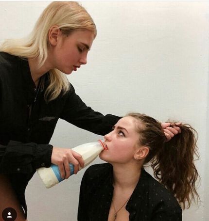 High Quality Milk feeding blonde to brunette Blank Meme Template