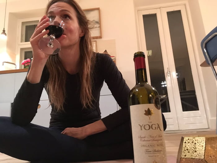 Yoga wine Blank Meme Template