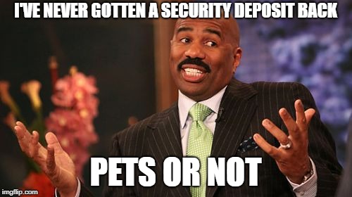 I'VE NEVER GOTTEN A SECURITY DEPOSIT BACK PETS OR NOT | made w/ Imgflip meme maker
