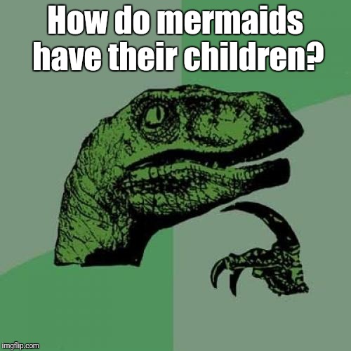Unanswered question... | How do mermaids have their children? | image tagged in memes,philosoraptor | made w/ Imgflip meme maker