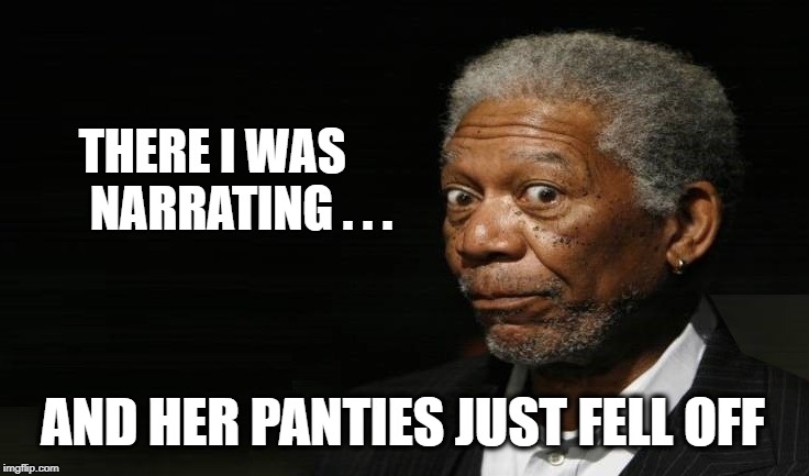 Blame it on the Narration.
 | THERE I WAS      NARRATING . . . AND HER PANTIES JUST FELL OFF | image tagged in and there i was,morgan freeman,panties,big girl panties,sexy,sexy cat | made w/ Imgflip meme maker