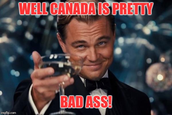 Leonardo Dicaprio Cheers Meme | WELL CANADA IS PRETTY BAD ASS! | image tagged in memes,leonardo dicaprio cheers | made w/ Imgflip meme maker