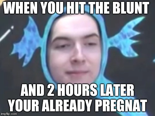 WHEN YOU HIT THE BLUNT; AND 2 HOURS LATER YOUR ALREADY PREGNAT | image tagged in high as the sky | made w/ Imgflip meme maker