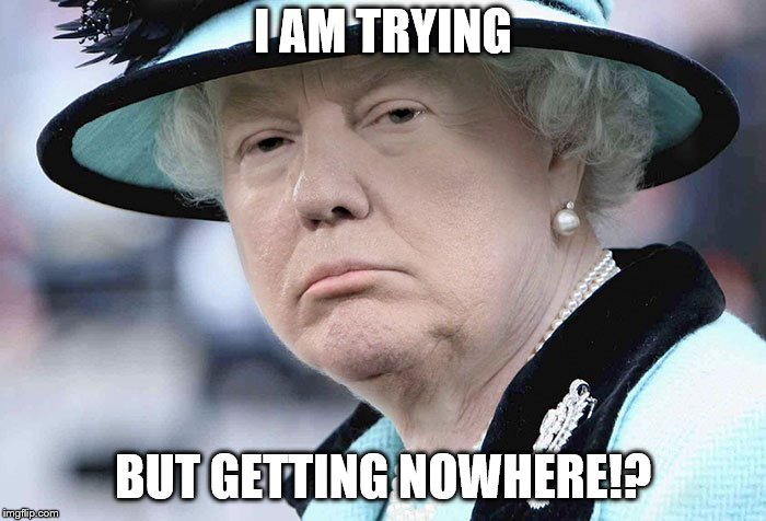 Trump trying | I AM TRYING; BUT GETTING NOWHERE!? | image tagged in donald trump,trump,funny memes | made w/ Imgflip meme maker
