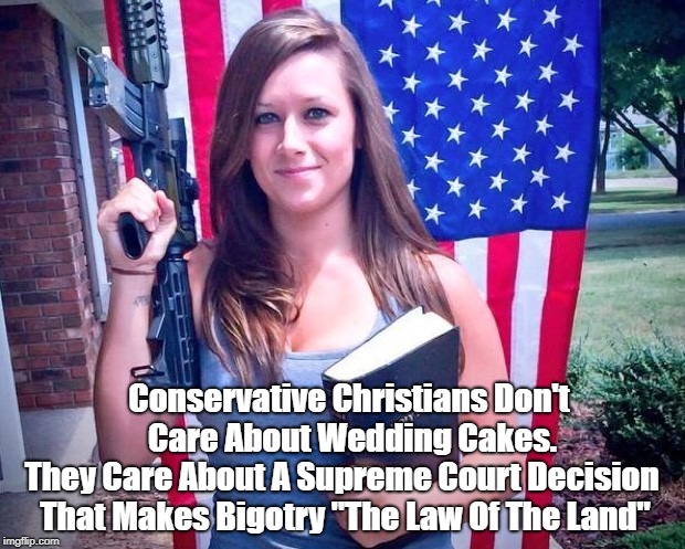 Conservative Christians Don't Care About Wedding Cakes. They Care About A Supreme Court Decision That Makes Bigotry "The Law Of The Land" | made w/ Imgflip meme maker