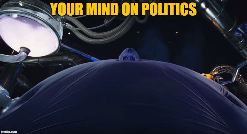 Politics Be Too Much For Mind | YOUR MIND ON POLITICS | image tagged in inflated violet | made w/ Imgflip meme maker
