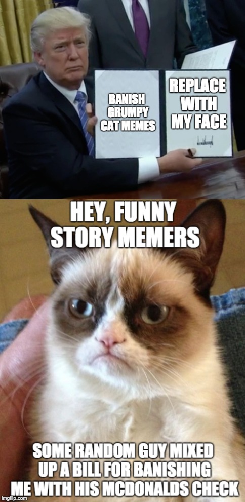McDonalds Mix Up | image tagged in grumpy cat,trump | made w/ Imgflip meme maker