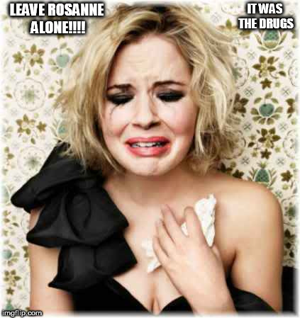 IT WAS THE DRUGS; LEAVE ROSANNE ALONE!!!! | image tagged in leave rosanne laloone | made w/ Imgflip meme maker