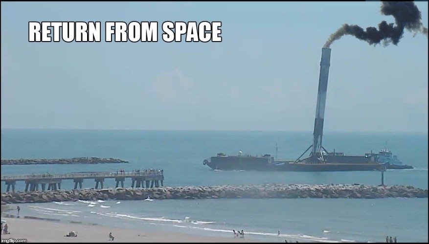 High technology | image tagged in falcon9,spacex,droneship | made w/ Imgflip meme maker