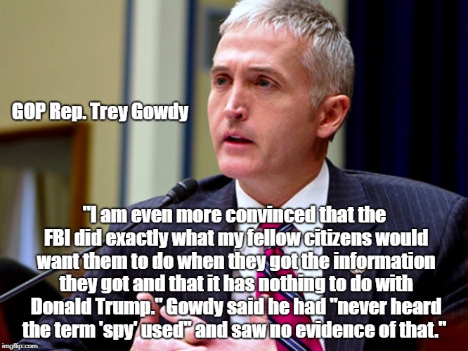 GOP Rep. Trey Gowdy "I am even more convinced that the FBI did exactly what my fellow citizens would want them to do when they got the infor | made w/ Imgflip meme maker