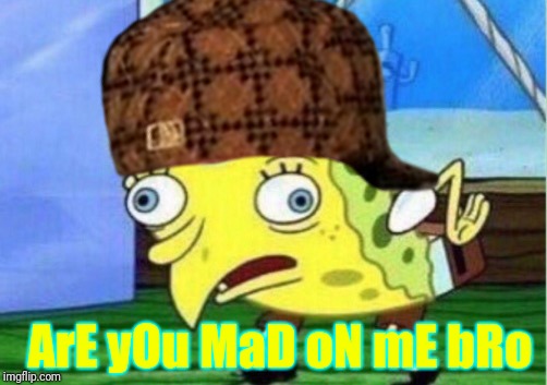 ArE yOu MaD oN mE bRo | image tagged in memes,funny memes,mocking spongebob | made w/ Imgflip meme maker