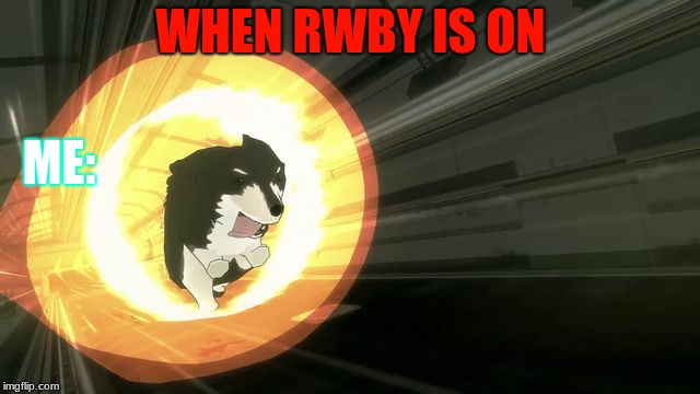 rwby | WHEN RWBY IS ON; ME: | image tagged in rwby | made w/ Imgflip meme maker