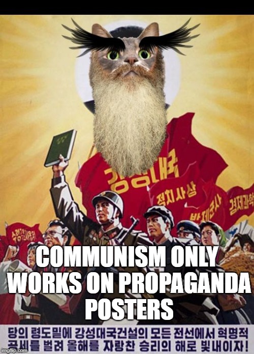 Ancient Wise Juche Cat | COMMUNISM ONLY WORKS ON PROPAGANDA POSTERS | image tagged in ancient wise juche cat | made w/ Imgflip meme maker