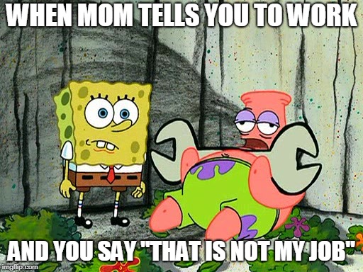 WHEN MOM TELLS YOU TO WORK; AND YOU SAY "THAT IS NOT MY JOB" | image tagged in first world problems,ancient aliens | made w/ Imgflip meme maker