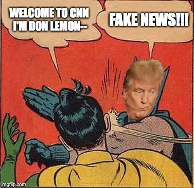 Fake News! | WELCOME TO CNN I'M DON LEMON--; FAKE NEWS!!! | image tagged in memes,batman slapping robin | made w/ Imgflip meme maker