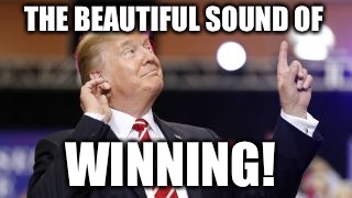 THE BEAUTIFUL SOUND OF; WINNING! | image tagged in trump/america winning | made w/ Imgflip meme maker