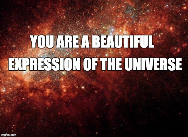 the universe | YOU ARE A BEAUTIFUL; EXPRESSION OF THE UNIVERSE | image tagged in the universe | made w/ Imgflip meme maker