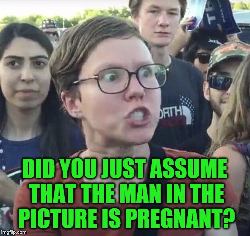 DID YOU JUST ASSUME THAT THE MAN IN THE PICTURE IS PREGNANT? | made w/ Imgflip meme maker
